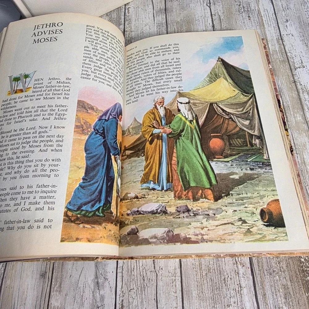 Vintage 1968 Catholic Holy Bible and Golden Press Childrens Bible Set 2 Books